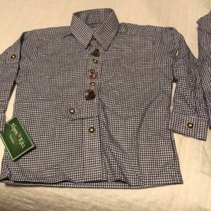 Allen Kitz black gingham Christmas shirt.